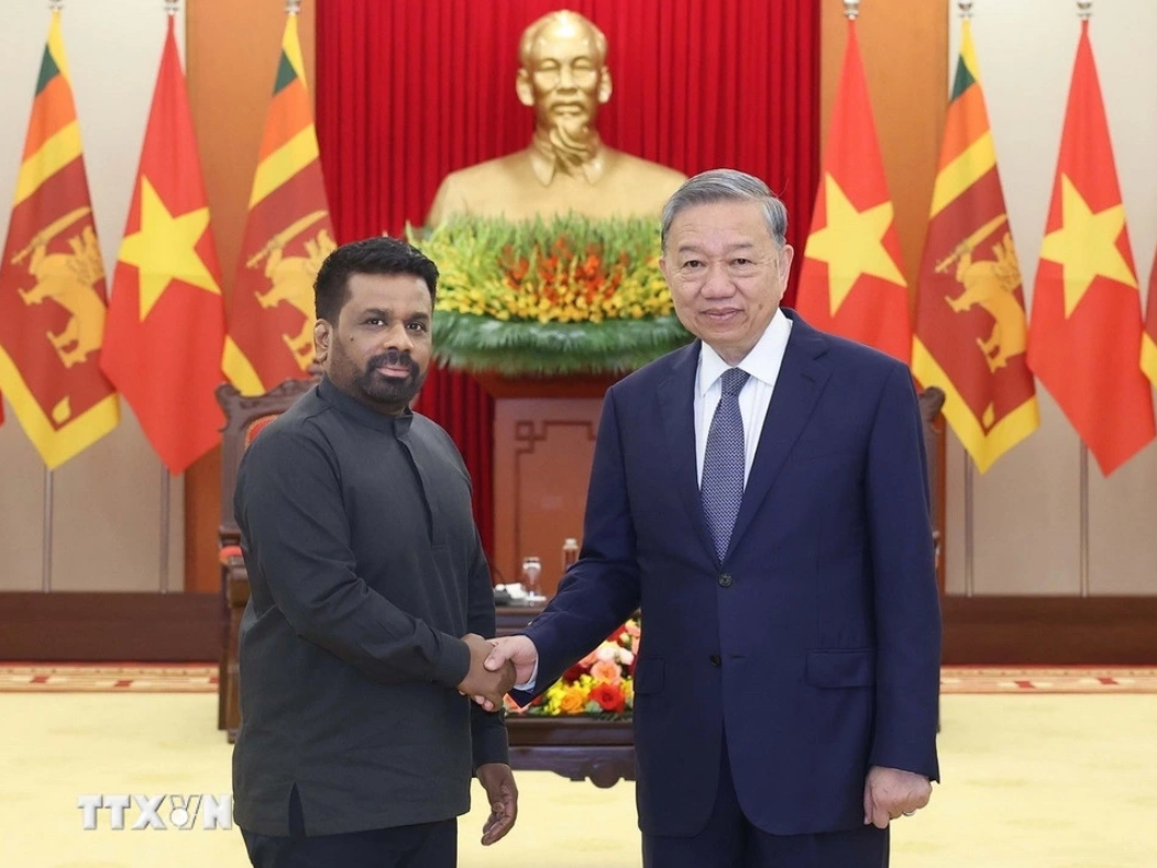 Tổng Bí thư Tô Lâm tiếp Tổng thống Sri Lanka Anura Kumara Dissanayaka. (Ảnh: TTXVN)