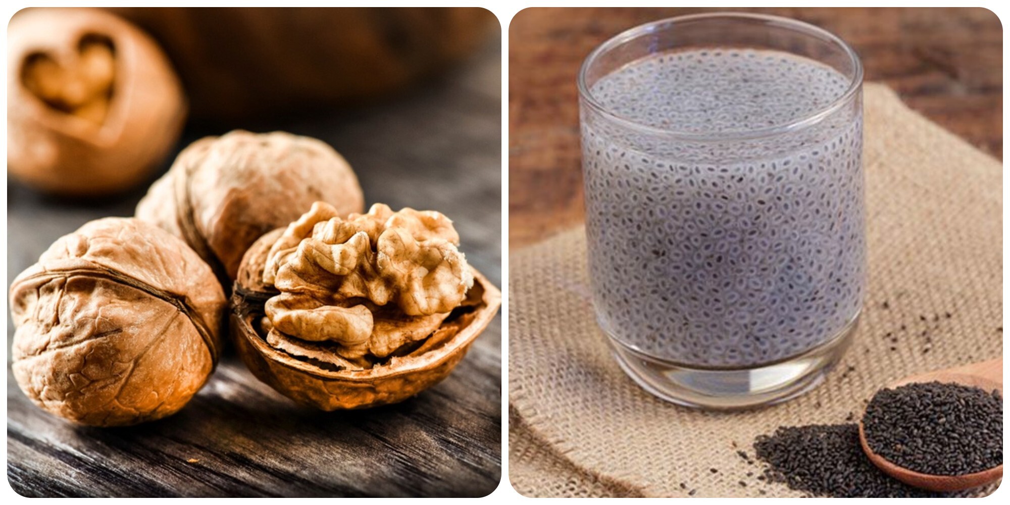 Hạt óc chó và hạt chia là hai loại thực vật rất giàu Omega-3