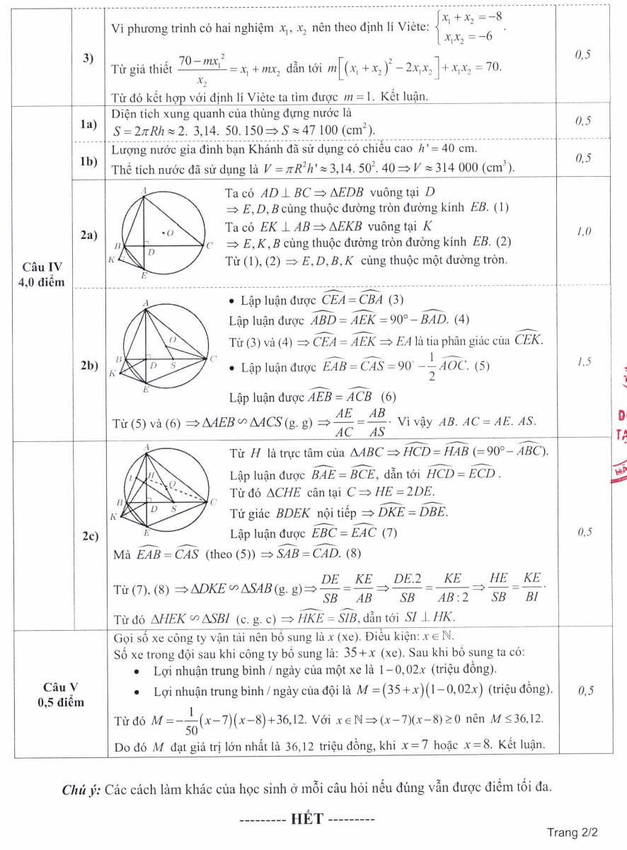 Đáp án môn Toán thi vào lớp 10 Hà Nội 2025 - 4