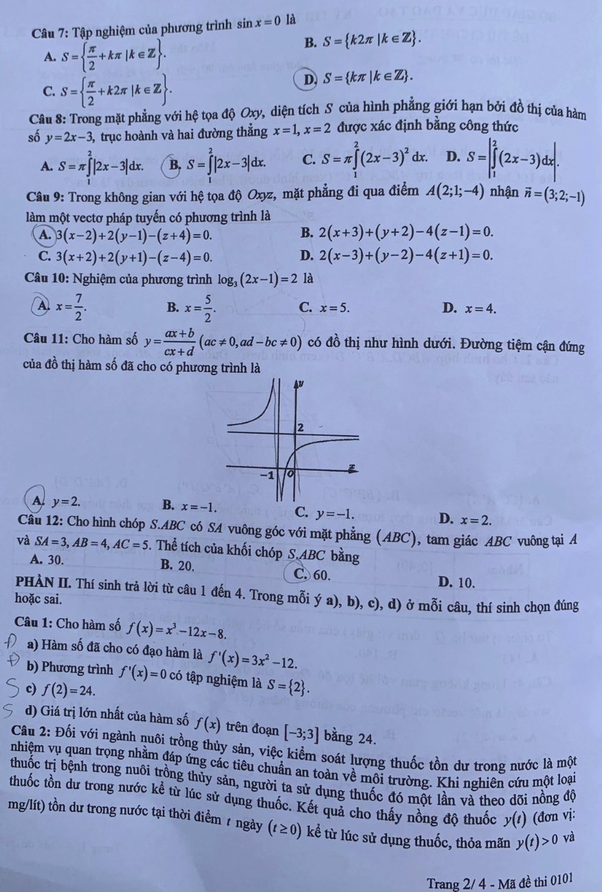 Đáp án đề thi môn Toán tốt nghiệp THPT 2025 Full mã đề chính xác - 26