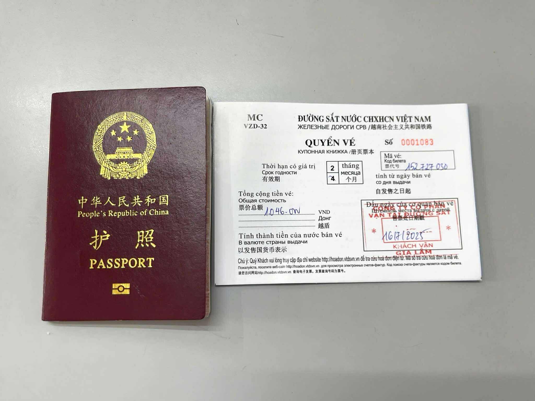 Vé tàu khách liên vận Gia Lâm - Nam Ninh. (Ảnh: BCR)