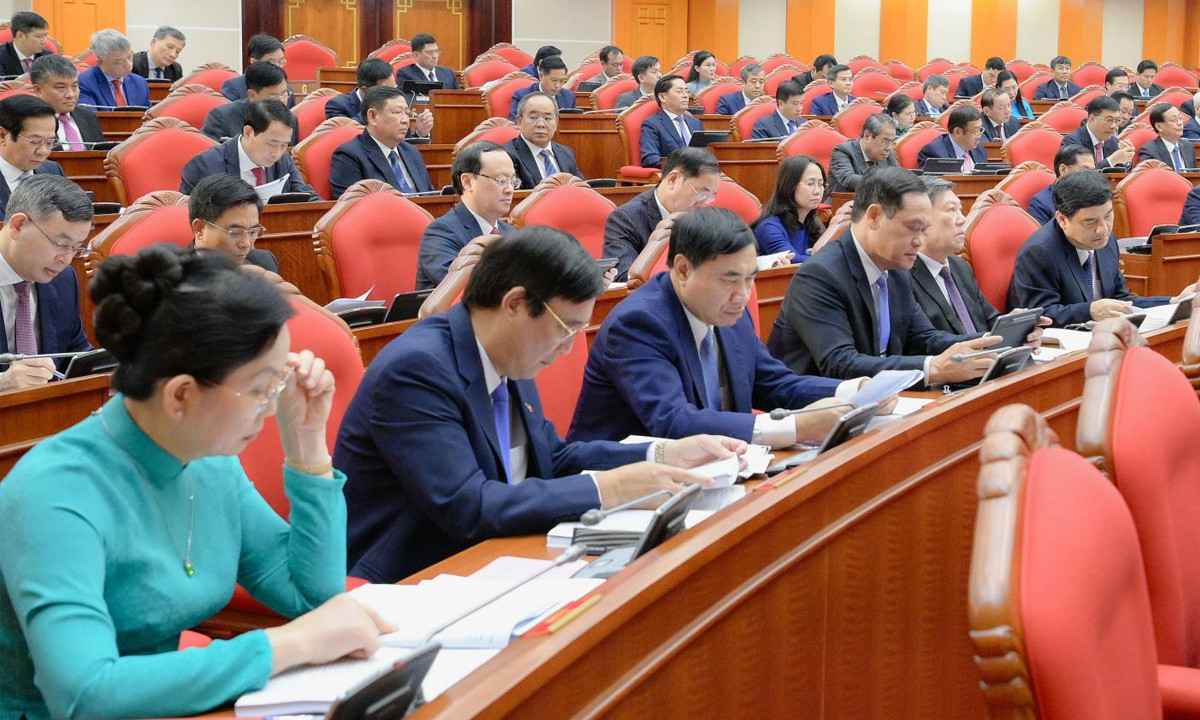 Các đại biểu dự Hội nghị lần thứ 12 Ban Chấp hành Trung ương Đảng khóa XIII. (Ảnh: Cổng thông tin điện tử Đảng Cộng sản Việt Nam)