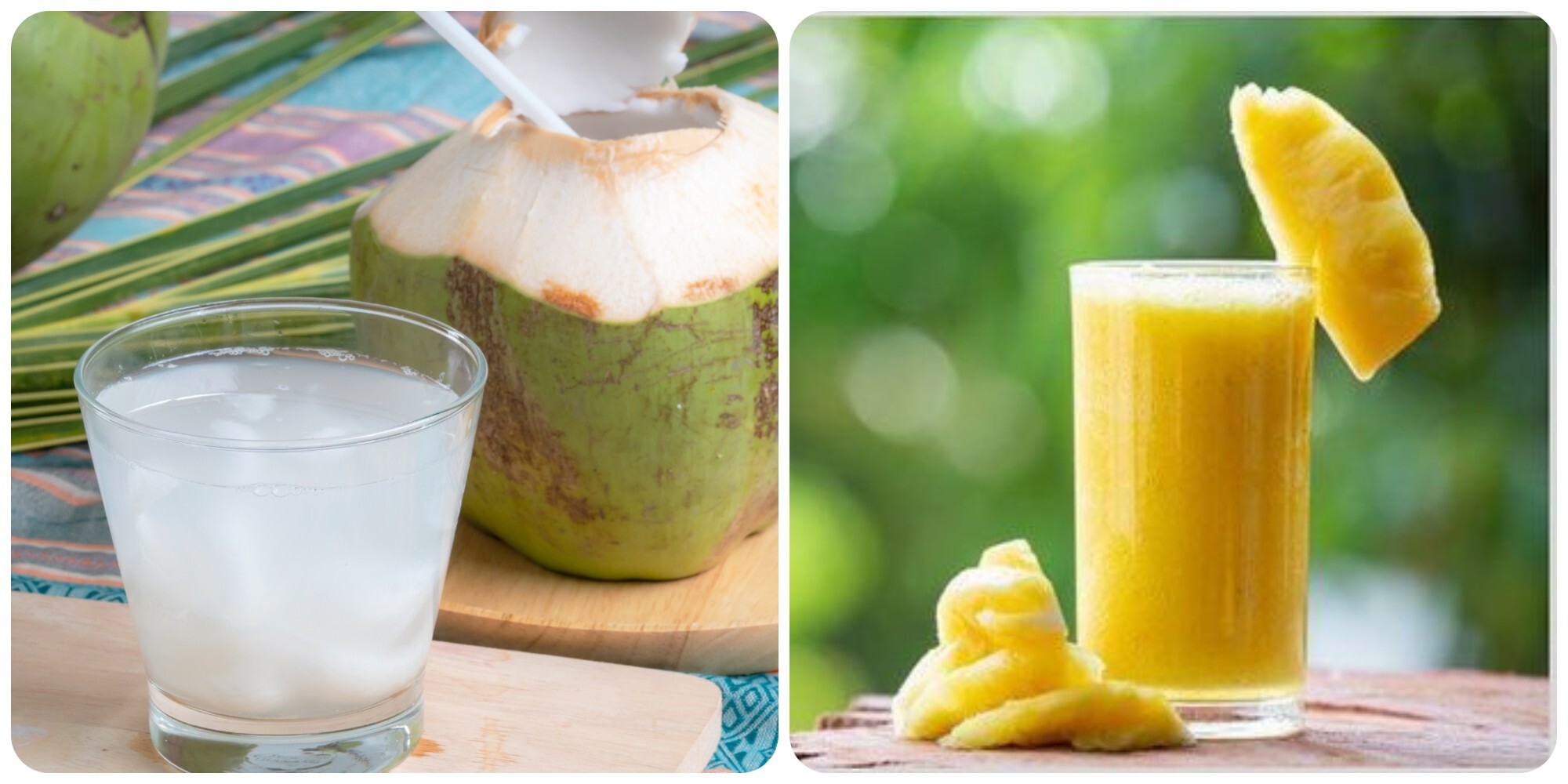 Nước dừa và nước dứa rất tốt cho phổi.