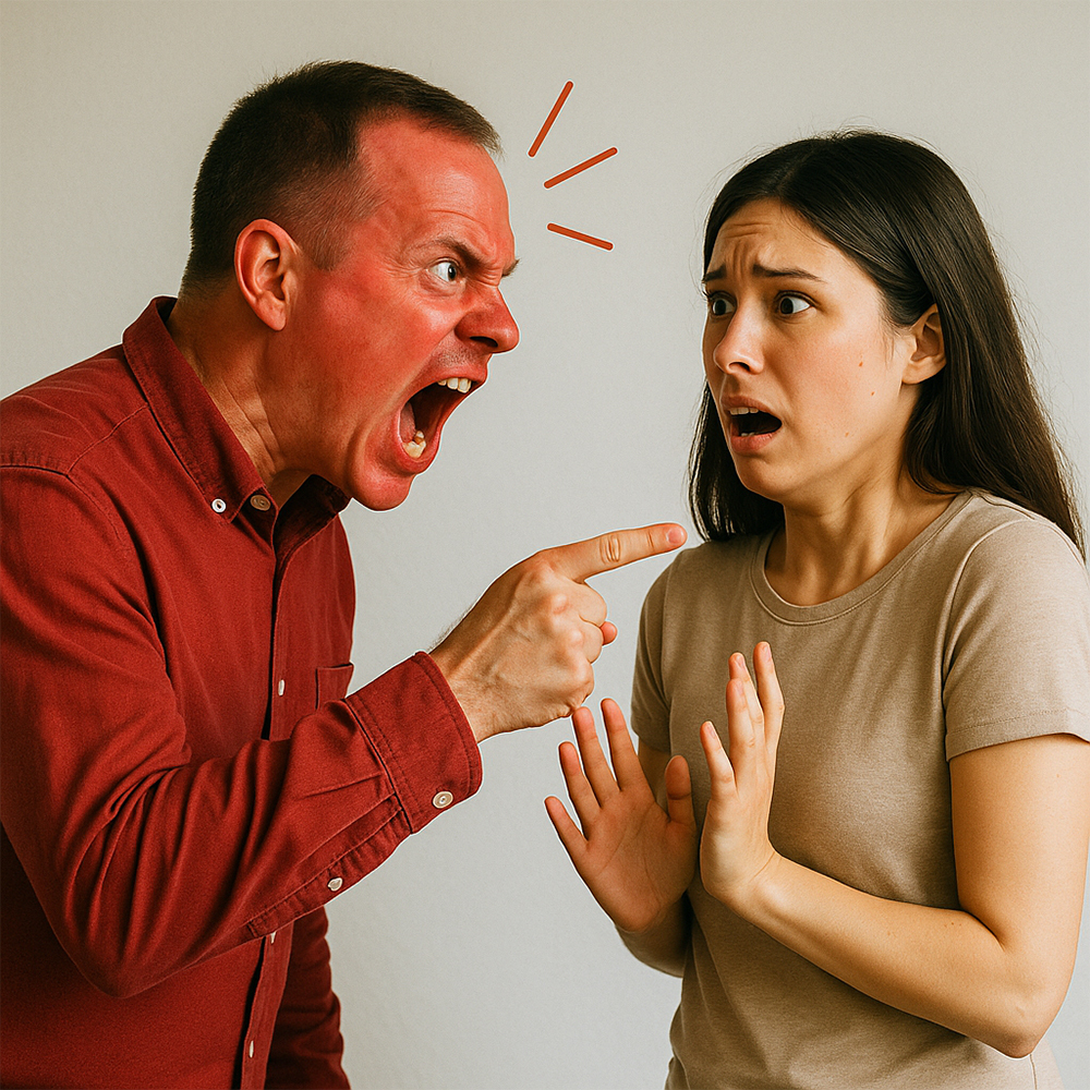 Khó kiểm soát cảm xúc - một biểu hiện điển hình của người có EQ thấp. (Ảnh: AI)