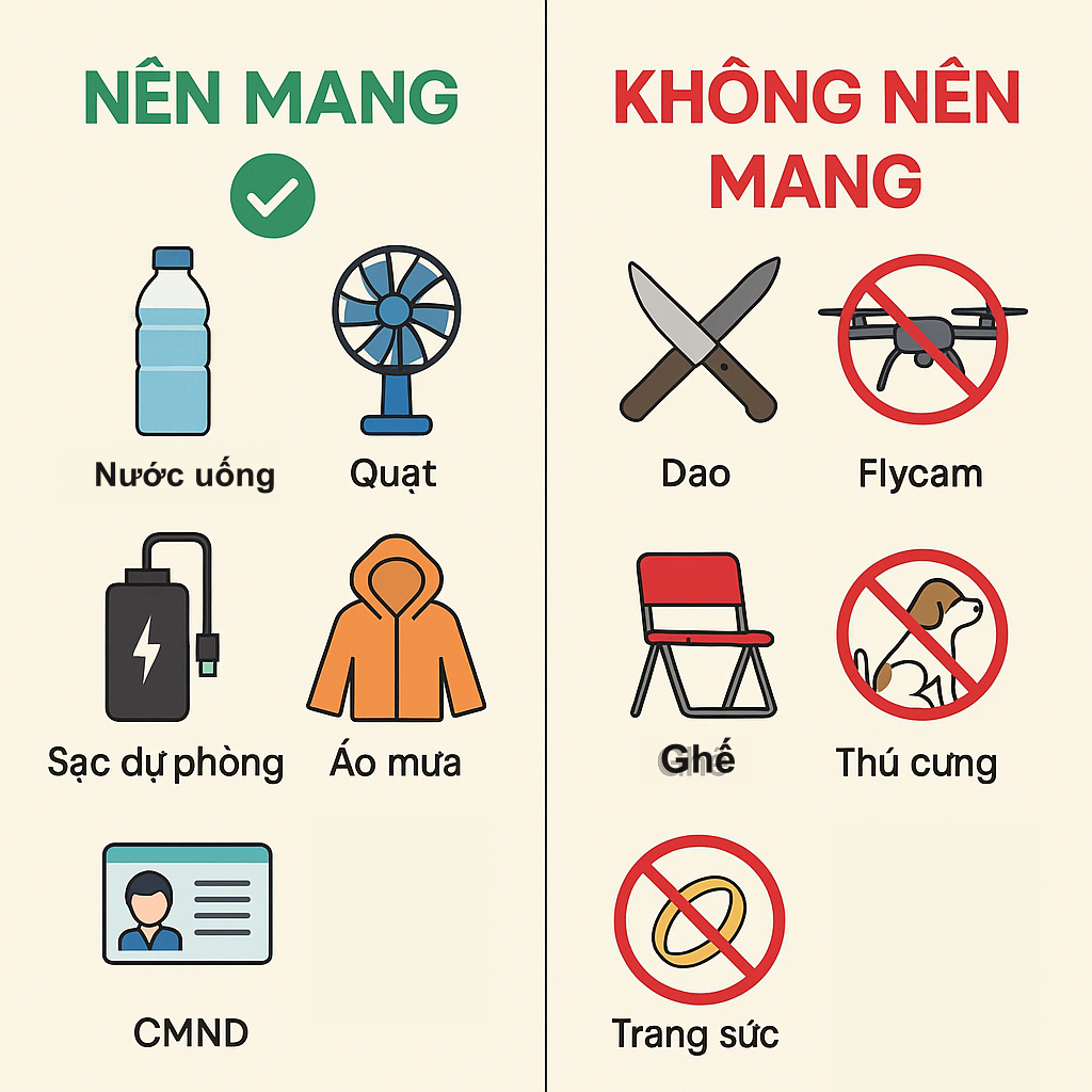 Các vật dụng nên và không nên mang khi đi xem diễu binh, diễu hành A80.