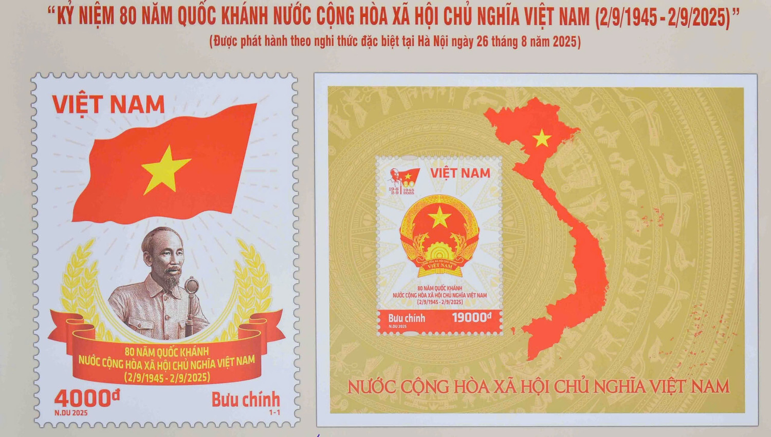 Bộ tem bưu chính Kỷ niệm 80 năm Quốc khánh nước Cộng hòa xã hội chủ nghĩa Việt Nam (2/9/1945-2/9/2025).