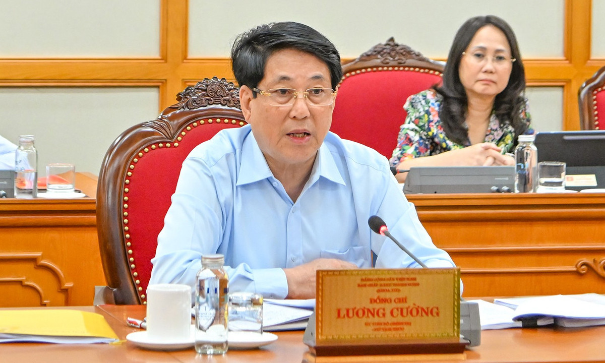 Chủ tịch nước Lương Cường phát biểu tại cuộc làm việc với Ban Thường vụ Tỉnh ủy Đồng Nai. (Ảnh: Báo Nhân Dân)