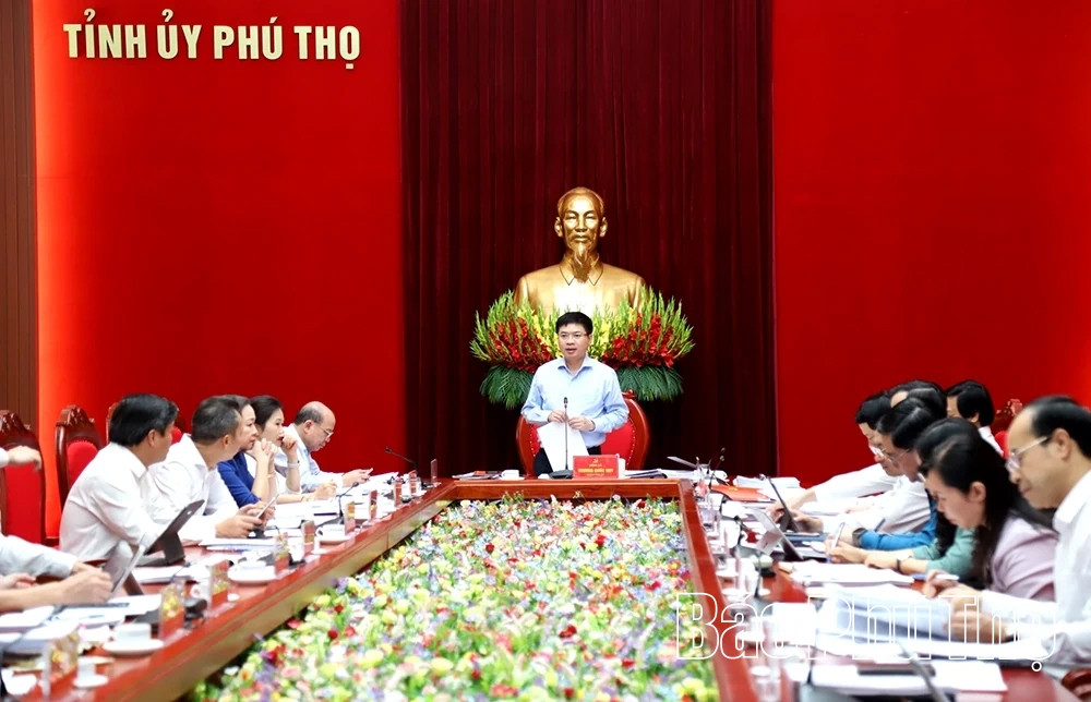 Bí thư Tỉnh ủy Phú Thọ Trương Quốc Huy chủ trì hội nghị. (Ảnh: Báo Phú Thọ)