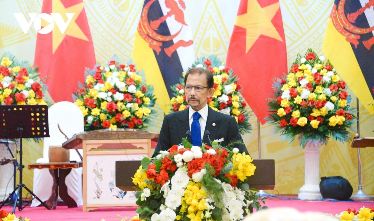 Quốc vương Haji Hassanal Bolkiah phát biểu tại chiêu đãi.