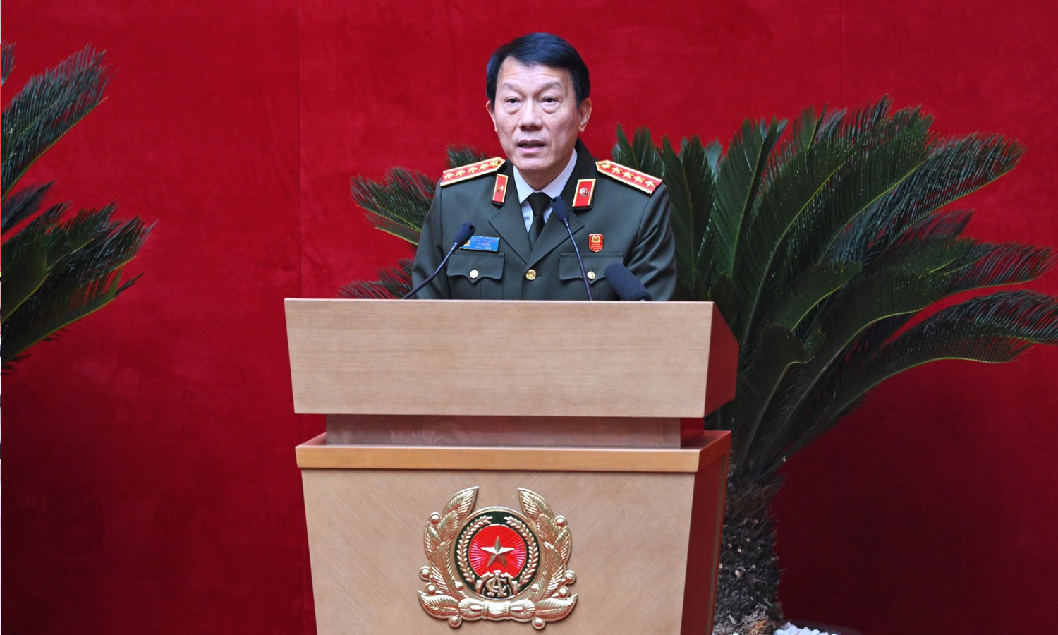 Đại tướng Lương Tam Quang, Bộ trưởng Bộ Công an, phát biểu khai mạc hội nghị. (Ảnh: Bộ Công an)