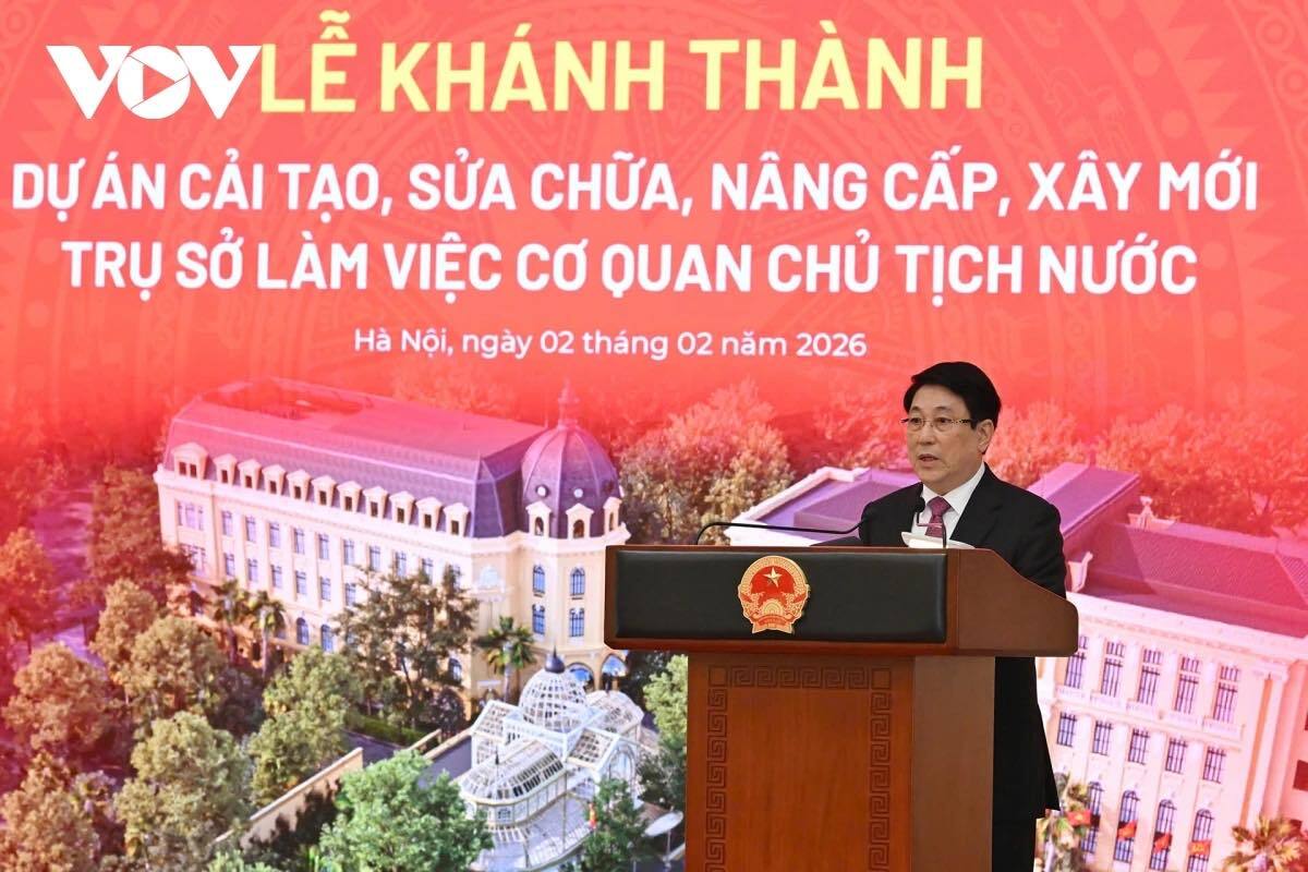 Chủ tịch nước Lương Cường phát biểu tại buổi lễ.