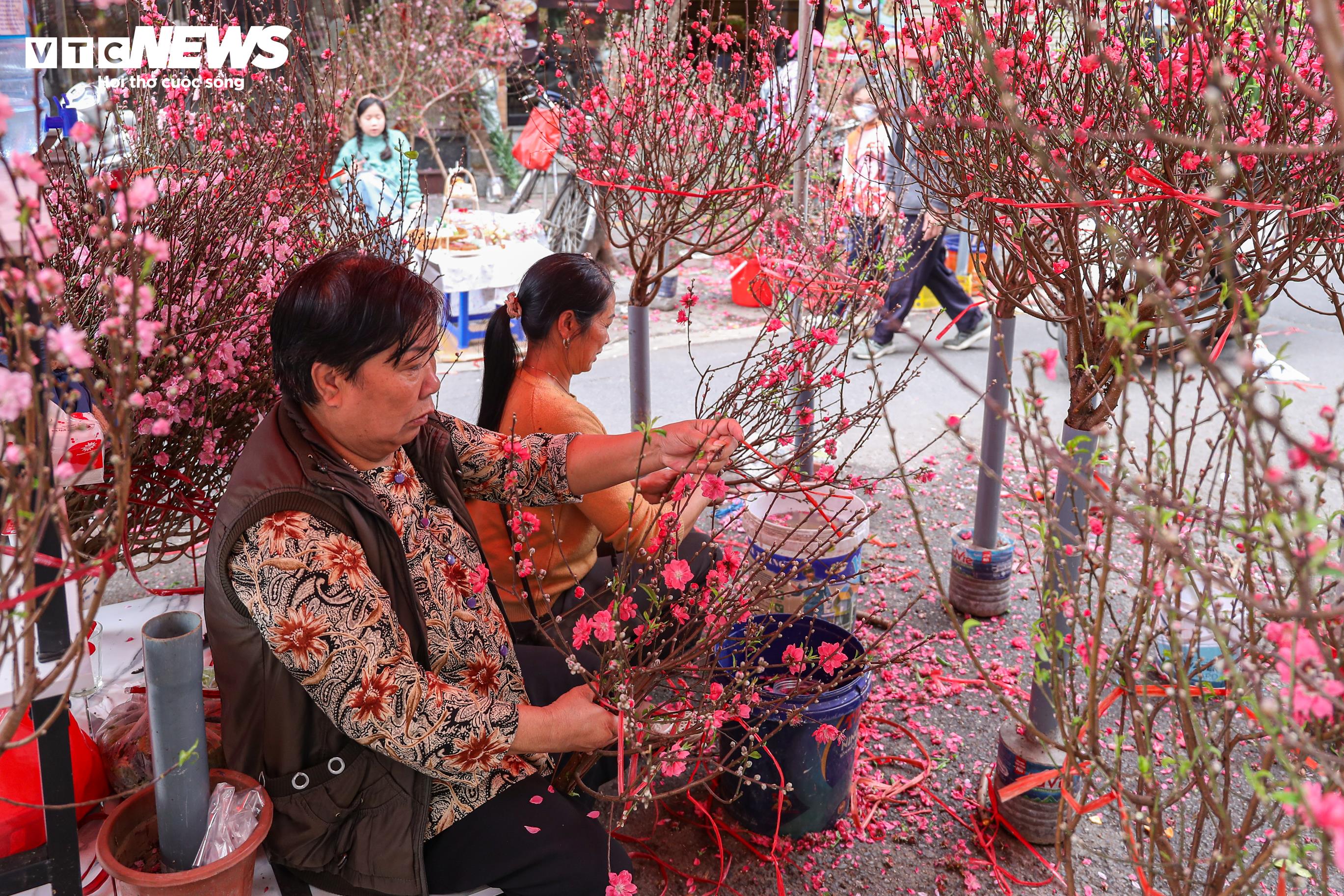 “Những ngày cuối năm, lượng khách đi chợ Tết tăng rõ rệt nên chúng tôi cũng nhập thêm nhiều đào để kịp phục vụ nhu cầu”, một tiểu thương cho biết.