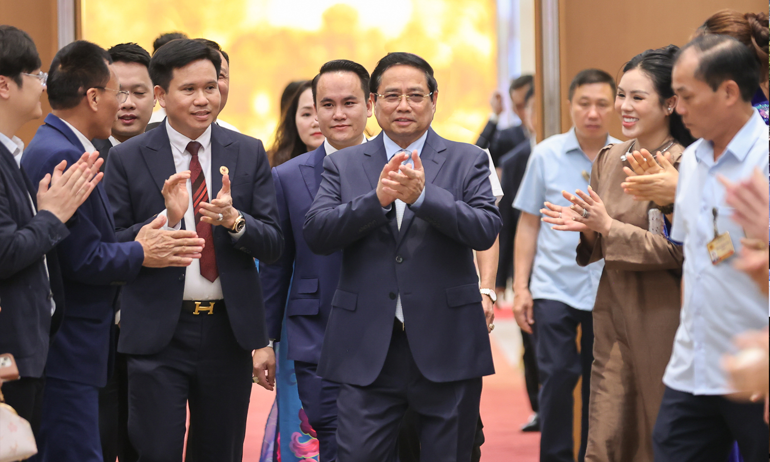 Thủ tướng Phạm Minh Chính dự Hội nghị "Doanh nghiệp góp phần vào tăng trưởng hai con số và Thủ tướng tri ân doanh nghiệp". (Ảnh: VGP)