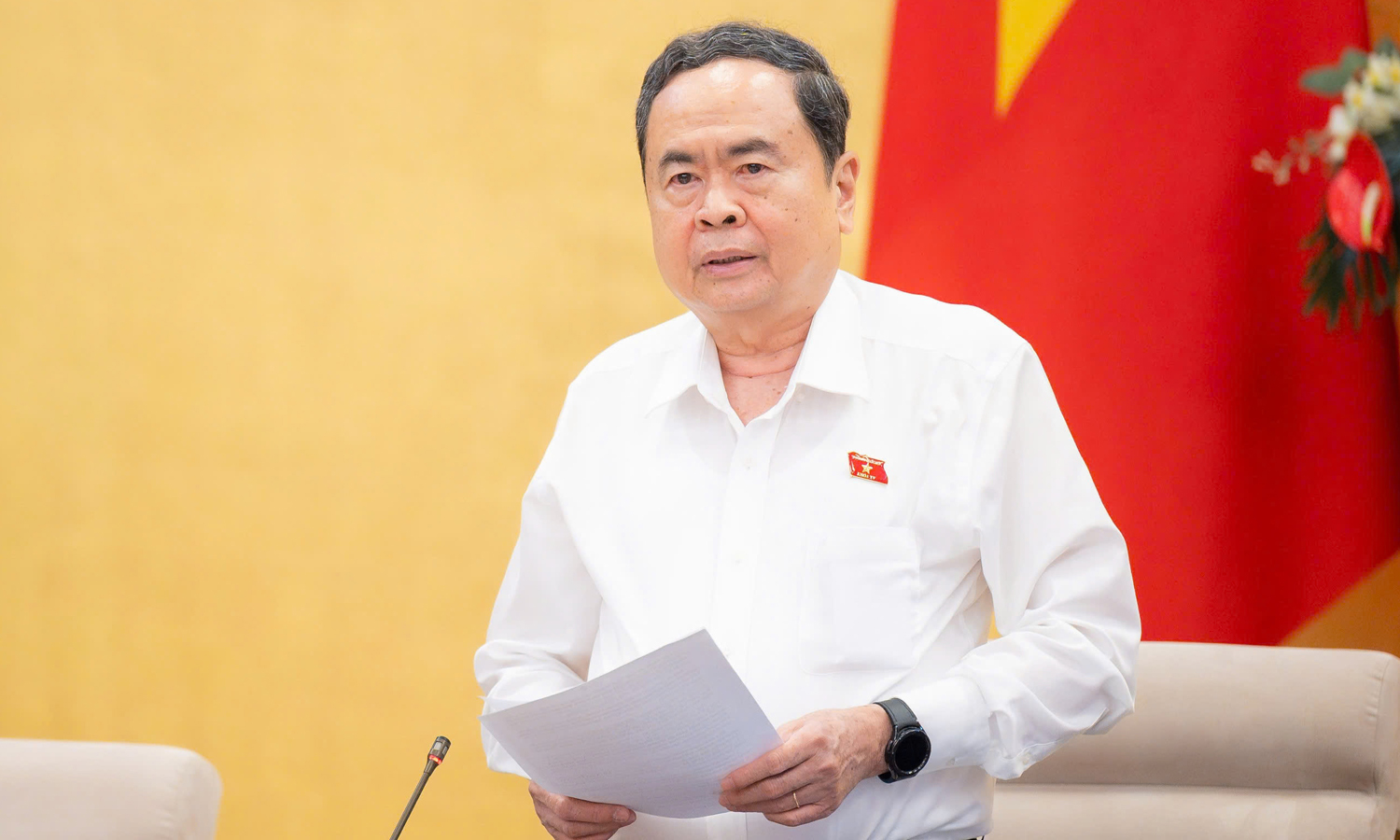 Chủ tịch Quốc hội Trần Thanh Mẫn phát biểu bế mạc phiên họp thứ 55 của Ủy ban Thường vụ Quốc hội, hôm 19/3.