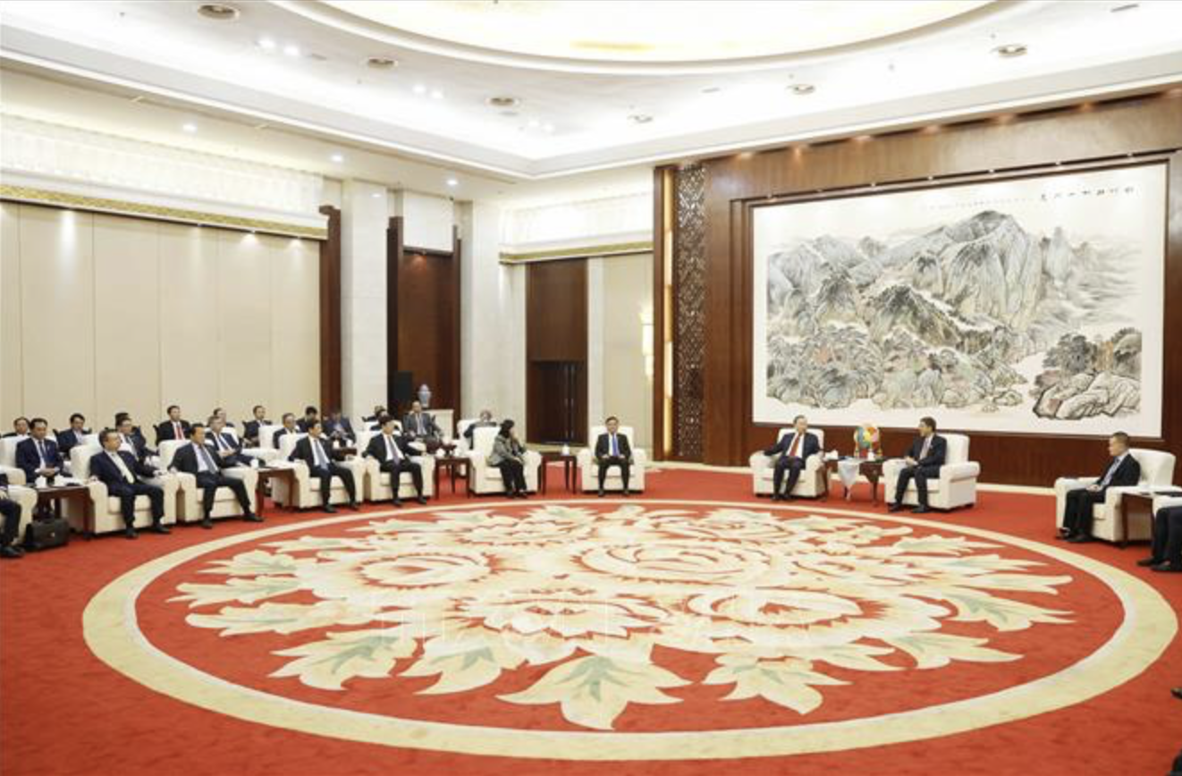 Quang cảnh buổi hội kiến. (Ảnh: Thống Nhất/TTXVN)