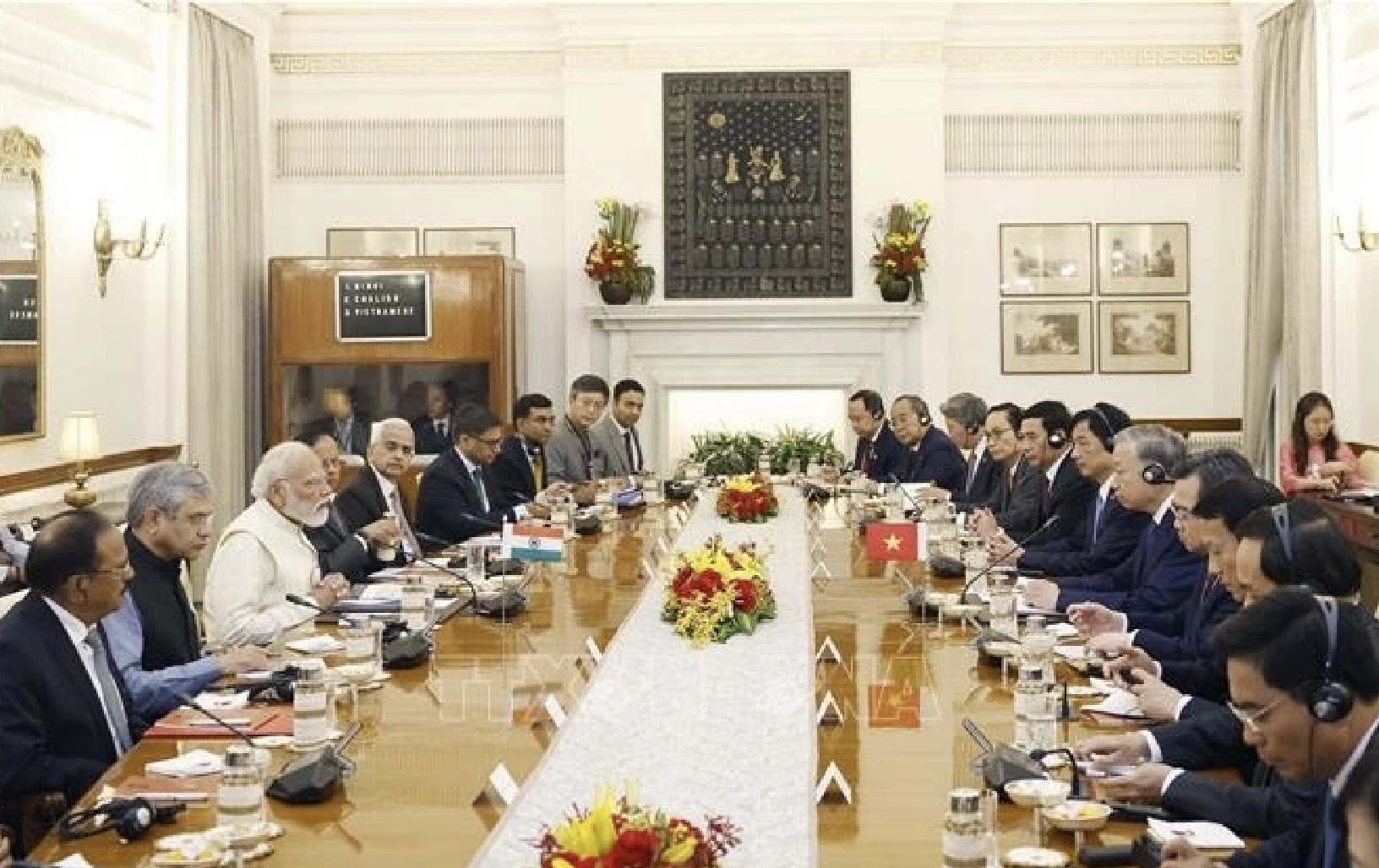 Tổng Bí thư, Chủ tịch nước Tô Lâm hội đàm với Thủ tướng Ấn Độ Narendra Modi. (Ảnh: Thống Nhất/TTXVN)