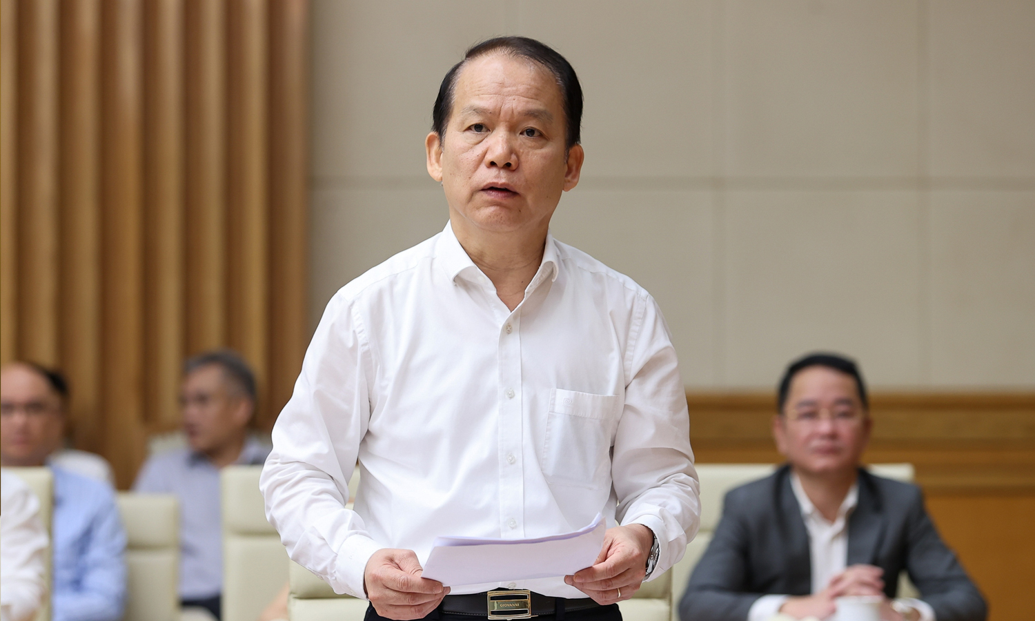 Bộ trưởng Bộ Tư pháp Hoàng Thanh Tùng phát biểu. (Ảnh: VGP)