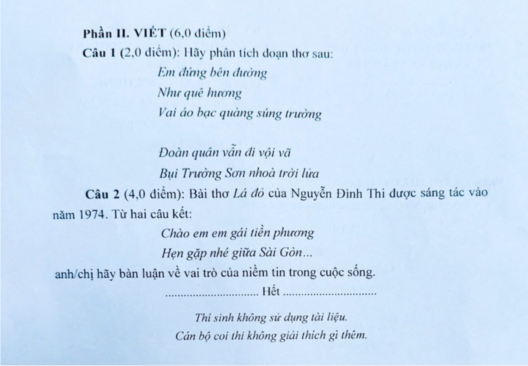 Phần Viết Đề Văn lớp 10 Trường THPT chuyên Khoa học xã hội và Nhân văn năm 2026.
