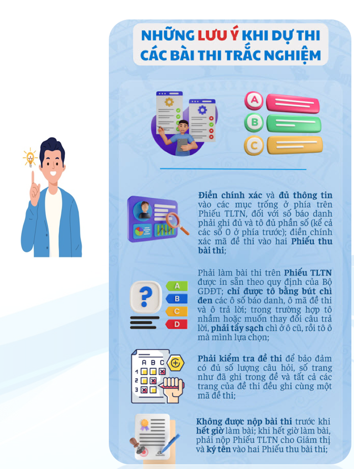 Loạt lưu ý quan trọng cho thí sinh thi khi làm bài thi trắc nghiệm vào lớp 10 công lập Hà Nội. (Ảnh: Sở GD&ĐT Hà Nội)