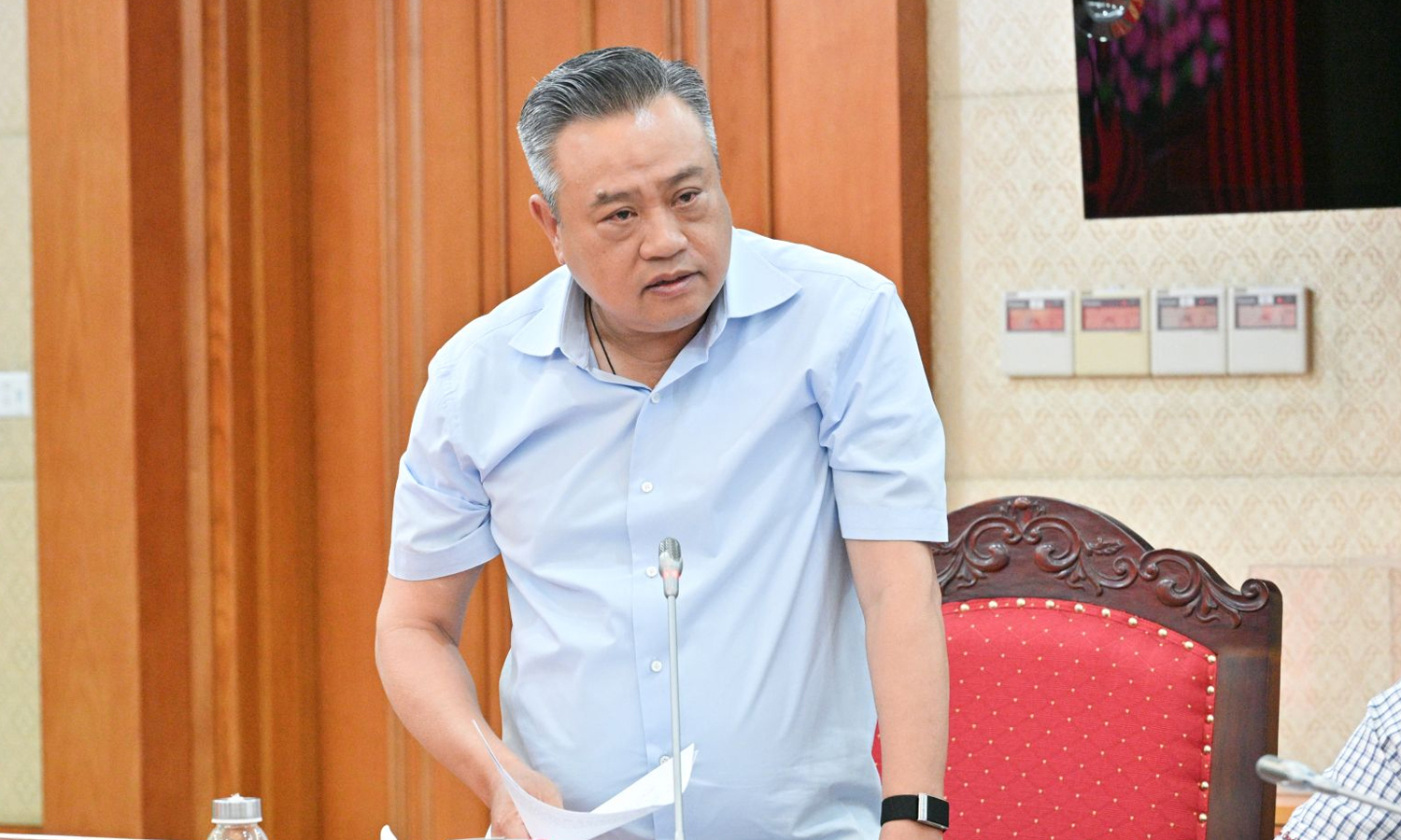 Chủ nhiệm Ủy ban Kiểm tra Trung ương Trần Sỹ Thanh phát biểu tại cuộc làm việc.