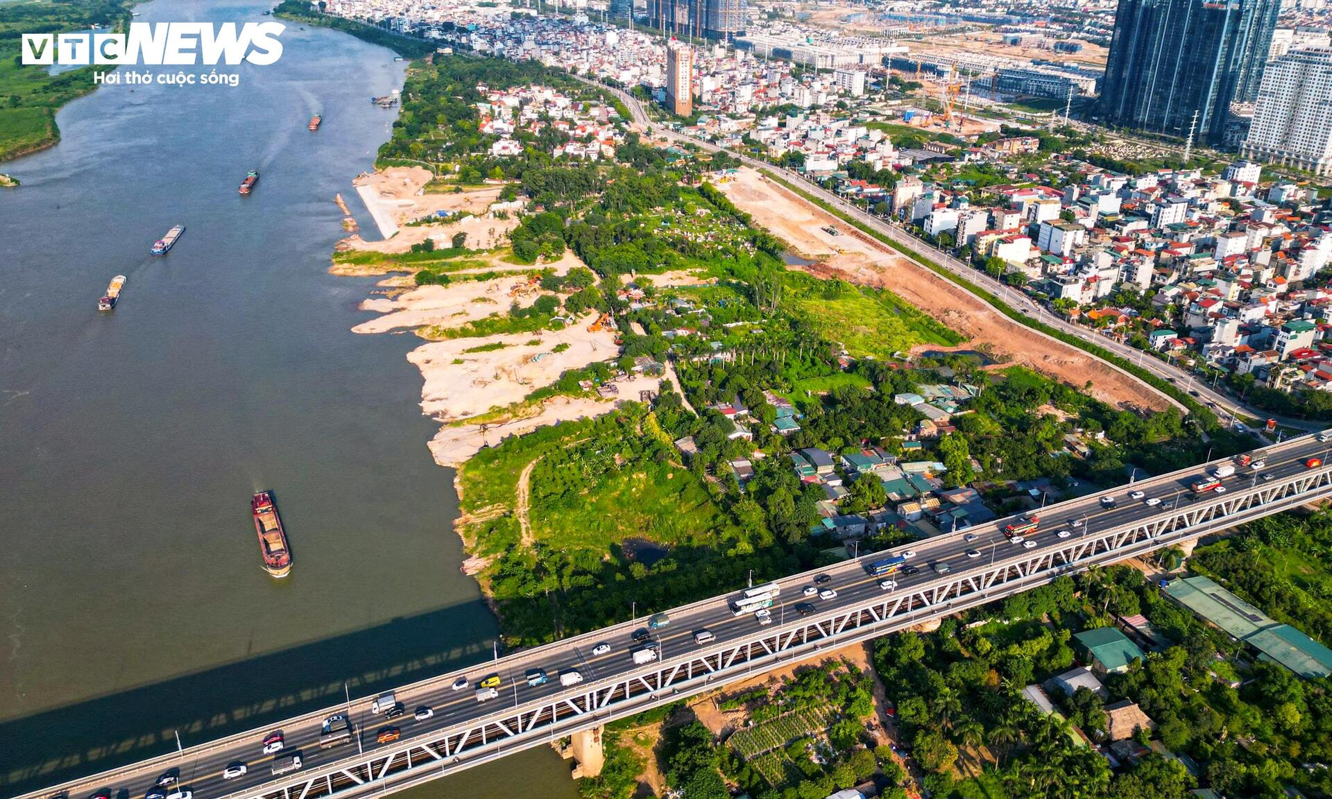 Hiện trạng khu đất xây công viên gần 20ha trên trục đại lộ cảnh quan sông Hồng.
