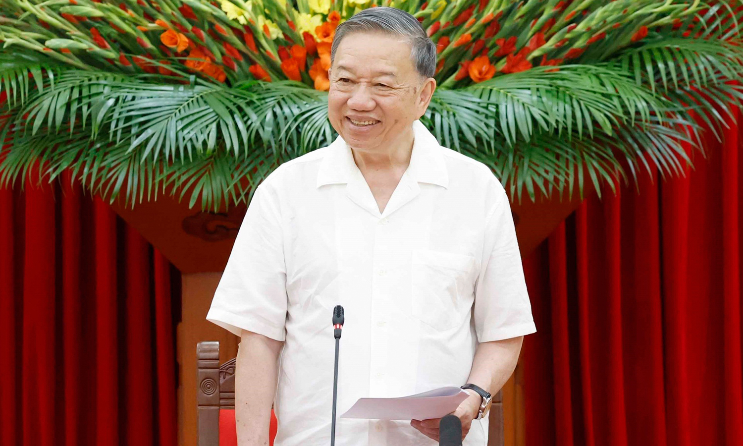 Tổng Bí thư, Chủ tịch nước phát biểu tại cuộc làm việc với Ban Tổ chức Trung ương về trọng tâm công tác xây dựng Đảng, công tác tổ chức, cán bộ theo tinh thần Nghị quyết Đại hội XIV của Đảng, ngày 3/6. (Ảnh: TTXVN)