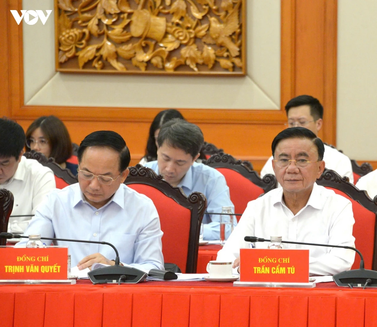 Dự cuộc làm việc còn có Thường trực Ban Bí thư Trần Cẩm Tú, Trưởng Ban Tuyên giáo và Dân vận Trung ương Trịnh Văn Quyết.