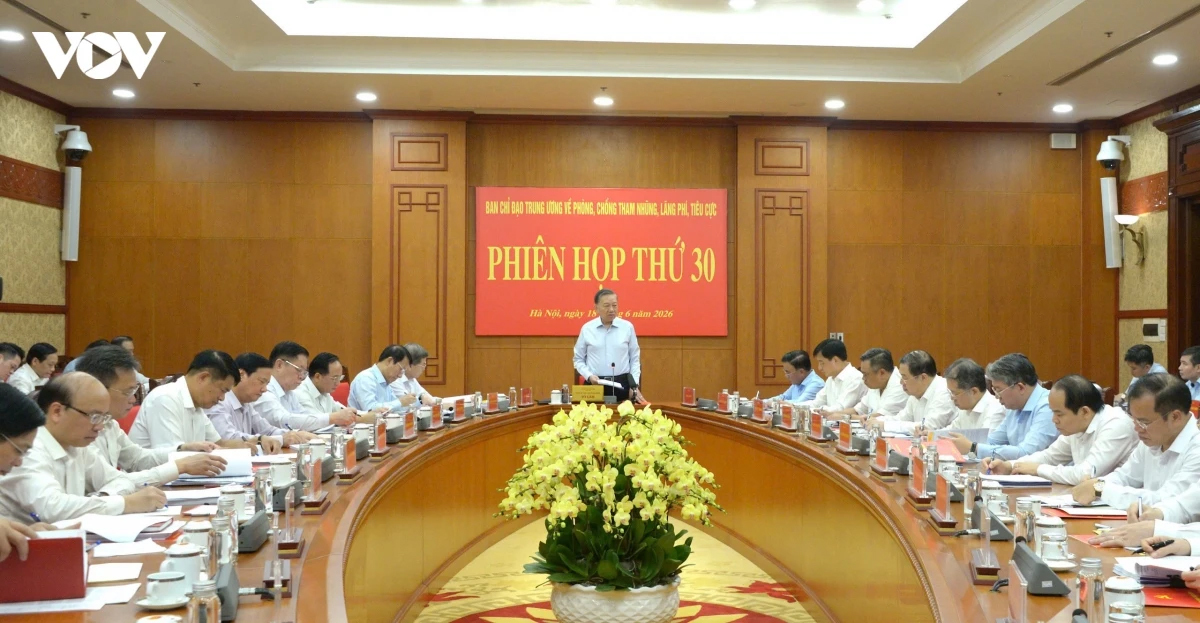 Sáng 18/6, Tổng Bí thư, Chủ tịch nước Tô Lâm, Trưởng Ban Chỉ đạo Trung ương về phòng chống tham nhũng, lãng phí, tiêu cực chủ trì phiên họp thứ 30 của Ban Chỉ đạo.