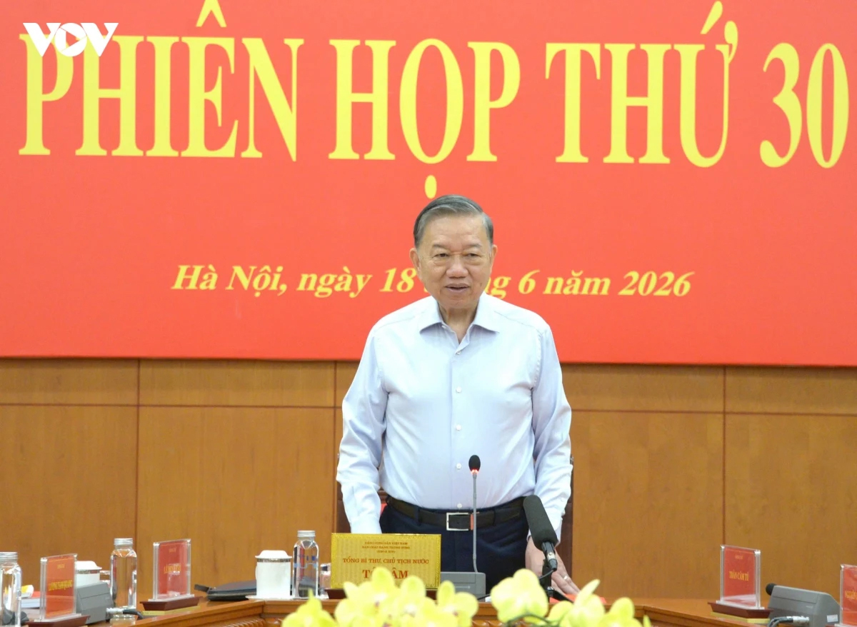 Tổng Bí thư, Chủ tịch nước Tô Lâm phát biểu tại phiên họp.